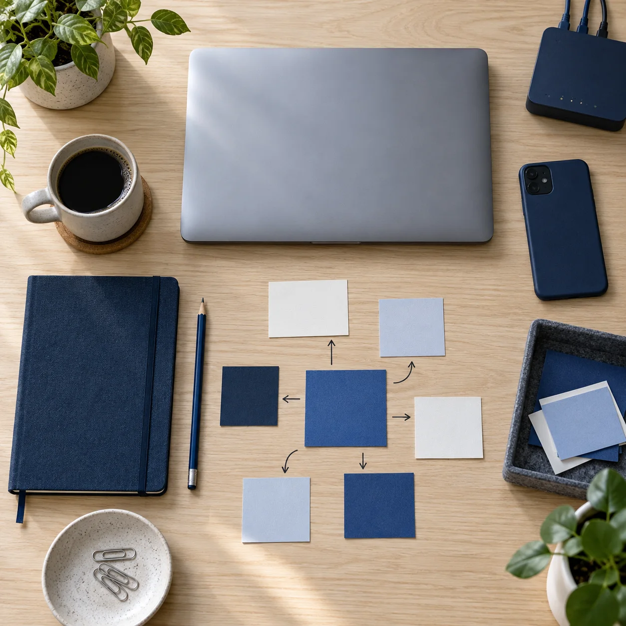 Illustration of a technology planning workspace