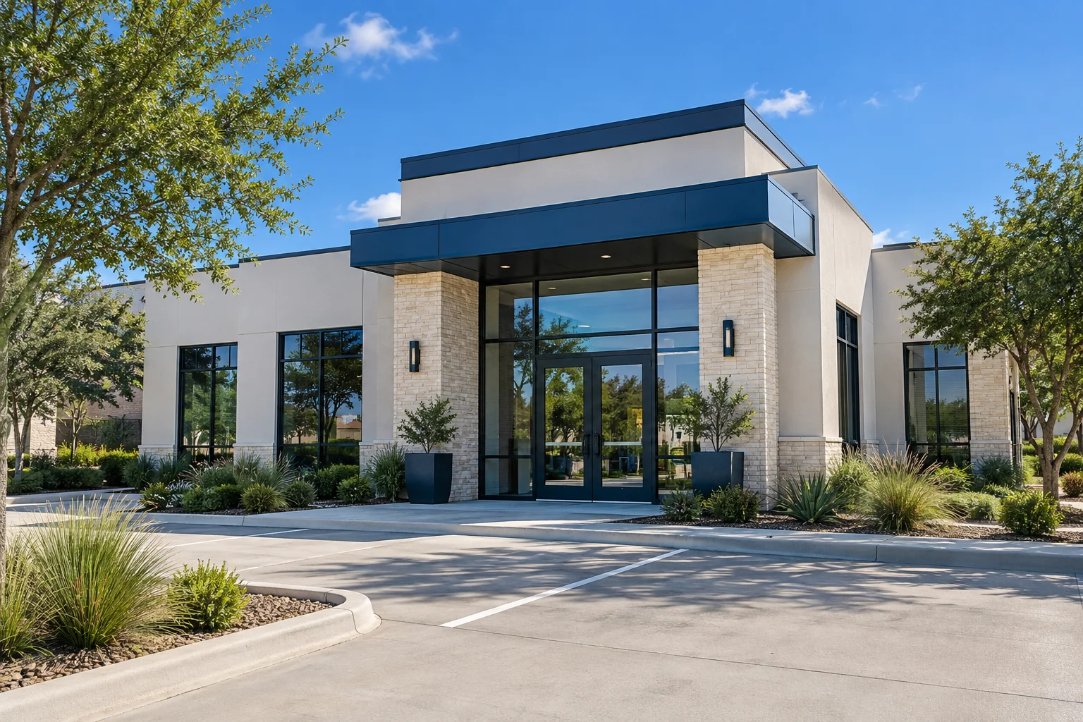Illustration of a Texas suburban business exterior